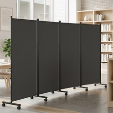 Seraphvo 접이식 이동식 파티션 공간분리 가벽 인테리어 칸막이 사무실 가정용 3단 4단, 회색-4단