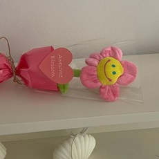 몽실이네 스마일꽃인형 한송이 꽃다발30cm 연주회 졸업식 기념일 미니꽃다발 인형꽃다발, 1개, 분홍