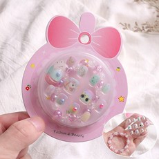 指甲貼C2B 兒童DIY可愛指甲貼 甲片 手鍊套裝 可拆卸穿戴式美甲貼片, 1個, 大眼.彩虹馬（紫色手鍊）套裝