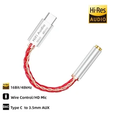 VAOLRO AB136D USB Type-C - 3.5mm 헤드폰 앰프 16비트48kHz HiFi 오디오 디코더 케이블 IEM AMP 휴대폰 어, 02 Red
