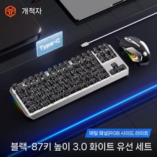 디아크몰 포러너 컨투어 기계식 키보드 마우스 세트 무선 사이드, 블랙 액시스 풀 키 핫스왑, 87 키, 9. 블랙 컨투어 87키-흰색 유선+마우스, 텐키리스