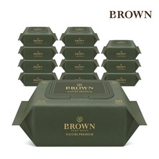 브라운 네이처 프리미엄 도톰한 아기 물티슈 엠보싱 저자극 캡형, 75g, 20매, 12개