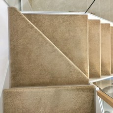 防滑靜音自粘可水洗樓梯墊, 1個, 米色,24*65升級版+免膠自吸底