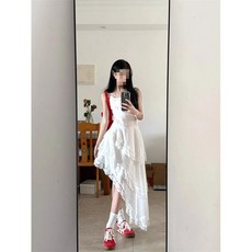 Yellwel 여름 휴가용 여성 비정형 민소매 원피스 캐주얼 스플라이스 드레스 DJP