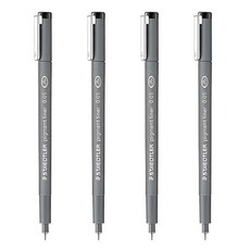 스테들러 피그먼트 라이너 308 잉크펜/드로잉, 0.05-검정, 4개입