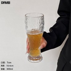 DFMEI 創意復古錘紋杯玻璃杯家用大容量扎啤杯喝水杯飲品杯精釀杯啤酒杯, 1個