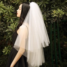 셀프웨딩 베일면사포 웨딩소품 브라이덜샤워 헤어소품, 1개, 면사포