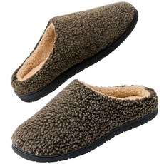 Magtoe Warm House 슬리퍼 남성용 여성용 메모리 폼 아늑한 플러시 안감 실내 슬립온 신발 겨울 브라운-남성 사이즈 118650