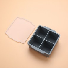 批發硅膠冰格模具大冰塊威士忌冰球自制冰塊食品級大容量製冰模具, 4格方塊冰格(帶透明蓋):綠色