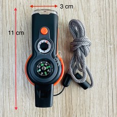 潛鯨 溫度計 反光鏡 放大鏡 指南針 戶外登山求生工具, 多功能救援哨,黑色, 1個