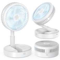 UOOFON 무선 탁상용 선풍기 휴대용 접이식 캠핑 BLDC 무소음, 화이트, TF6