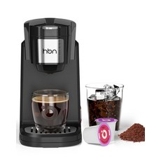 HBN K-Cup 및 그라운드 커피용 1인용 커피 메이커 패스트 브루 원컵 티 머신 283.5g(10온스) 스테인리스 스틸 탱크 컴팩트 디자인 캡슐 블랙, HBN K-Cup 및 그라운드 커피용 1인용 커피 메이