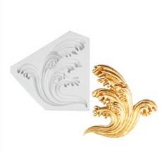 웨이브 모양의 실리콘 몰드 퐁당 케이크 장식 도구 초콜릿 DIY 베이킹 설탕 페이스트 공예 컵케익 토퍼, 01 7.7x8.3x1.5cm