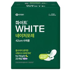 WHITE 夜用衛生棉, 超長夜用型(42cm), 20片, 1包