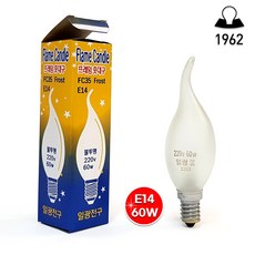 일광전구 촛대구 프레임촛대구 장식용전구 E14 60w 불투명 전구색(10개 묶음), 전구색, 1개