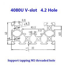 1PC EU 검정 산화 4080V 4080U 파이프라인 프린터 워크 브래킷 프로파일 알루미늄 3D 프레임 슬롯 구멍 DIY, 1000mm