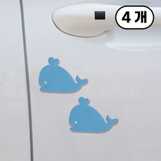 가치 자동차 문콕방지 스펀지 도어가드 고래, 블루, 4개