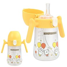 순수아 원터치 빨대컵 빨대형, 240ml, 1개, 옐로우-빨대형