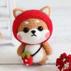 치프몰 양모펠트 DIY 패키지 세트, 006_딸기 시바견, 1개