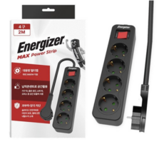 에너자이저 과부하차단 고용량 3680W 멀티탭 4구, 2m, 블랙, 2개