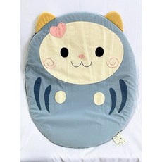 泡泡喵拼布 不倒翁橢圓腳踏墊 - 防滑坐墊/禪修墊/寵物墊/貓咪佈置, 藍色, 1個