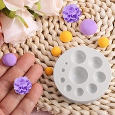 하프 라운드 볼 폴리머 클레이 몰드 10가지 사이즈 실리콘 에어 드라이 클레이 반구 메이커 주얼리 제작 귀걸이 장식 키트 및 DIY 공예 프로젝트 도구에 적합 313419, 하프 라운드 볼 폴리머 클레이 몰드, 10가지 사이즈