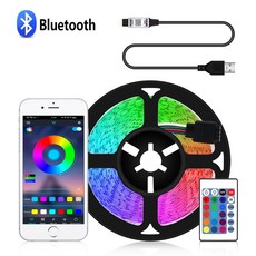 USB 5V LED 스트립 조명 5050 RGB 음악 동기화 LED 라이트 테이프 16 만 색상 변경 가능 TV 백라이트 조명, 01 Bluetooth APP_01 1m