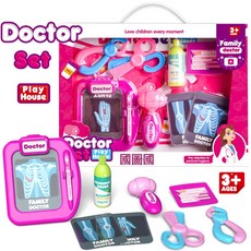 仿真過家家玩具小醫生打針聽診器男女孩醫療工具遊戲套裝, 1個, 醫生過家家套裝(粉色):如圖