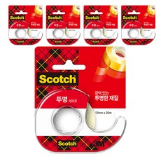 스카치 다용도 테이프 522D 디스펜서 12mm x 20m, 투명, 5개