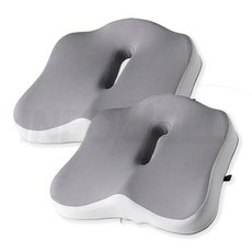 [TV홈쇼핑정품 인포벨]BNS 무중력 구름 방석 2개 의자 사무실 자동차 바른자세 고밀도 메모리폼 쿠션, 그레이
