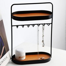 玄關鑰匙盒 鑰匙架 雙層玄關鑰匙盒 飾品架 首飾收納盒 桌上收納盒 桌面置物架 托盤, 雙層橙色玄關鑰匙盒, 1個