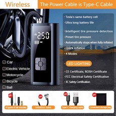 LEIBOO 자동차 타이어용 휴대용 공기 공 팽창기 타이어 압력 자전거 빠른 펌프 정확한 오토바이 압축기, Wireless