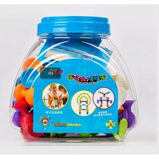 吸吸樂 矽膠吸盤積木：軟性吸盤積木，益智拼圖玩具，開發腦力, 1個, 48粒(桶裝)