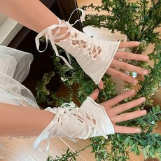 白色蕾絲袖套女薄款夏季防曬洛麗塔手套芭蕾風