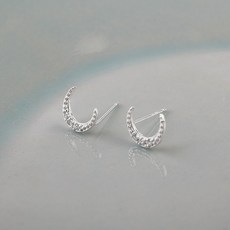 싼비즈 [8-644-13]순은귀걸이 큐빅달 포스트 7x9mm 실버925 고무클러치 1쌍(좌 우)