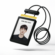 바이엔 사원증 케이스 카드 목걸이, 1개, 블랙