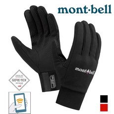 【台灣黑熊】mont-bell 1118475 女款防風防撥保暖透氣觸控登山手套, 黑色（BK）,M, 1個