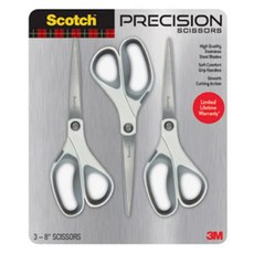 Scotch 정밀 가위 20.3cm(8인치) 스테인리스 스틸 블레이드 편안한 그립 핸들 3팩 112503, Scotch 정밀 가위, 20.3cm(8인치) 스테인리