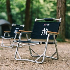 MLB NY양키스 로우 캠핑체어, 블랙, 1개
