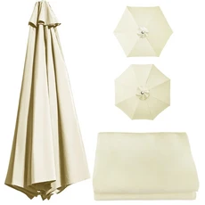 차양 보호 커버 야외 자외선 갈비뼈 정원 우산 파라솔 캐노피 방수 교체 천막 6/8 차양막, 2M 6Ribs, Beige