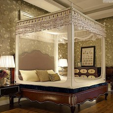 蚊帳蒙古包防摔防蚊床笠加大蚊帳嬰兒蚊帳雙人蚊帳單人蚊帳防摔U型三開門拉鏈坐床式方頂加厚蚊帳有底1.8米雙, 奇新（烤漆支架）黃色