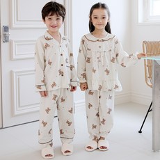 SOLO 베어스 아이보리 곰패턴 여아 남아 아동 긴팔 잠옷