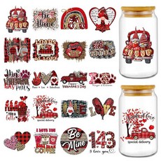 Rngmsi UV DTF 컵 랩 - 20장 자폐증 인식 UVDTF 컵 랩 473.2ml(16온스) 유리용 머그 워터 봇터용 다채로운 퍼즐 데칼 방수 문질러 전사 스티커, 발렌타인