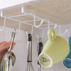 주방 수납 찬장 선반 아래 철제 후크 컵 주걱 국자 도구 걸이 정리 공간활용, 1개, 상세페이지 참조