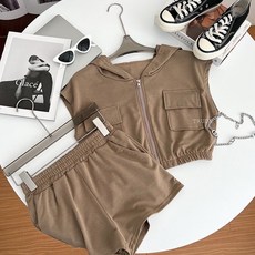 TRUDA GIRL 連帽拉鍊套裝 短褲兩件式運動套裝