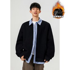 Playboy 重磅銀狐絨假兩件格子男士衛衣外套