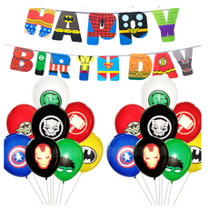 어벤져스 마블 가랜드 다발 풍선 세트 히어로 어린이집 유치원 아들 특별한 생일 축하 장식, 가랜드+풍선, 1세트