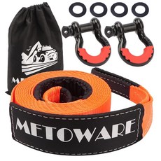 METOWARE 헤비 듀티 견인 스트랩 복구 키트 3인치 20피트 35 000파운드 트리 세이버 윈치 4인치 섀클 2개 보관 가방 트럭 SUV ATV 오프로드, 3"x20ft Orange, 1 3"x20ft | Strap