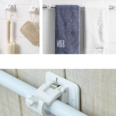 부착형 수건걸이봉집게2P 붙이는헹거 주방욕실용품 가정용