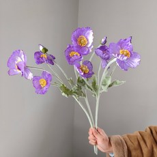 일반 칼라 조화 리얼감 인공꽃 홈장식, 자주색, 3개
